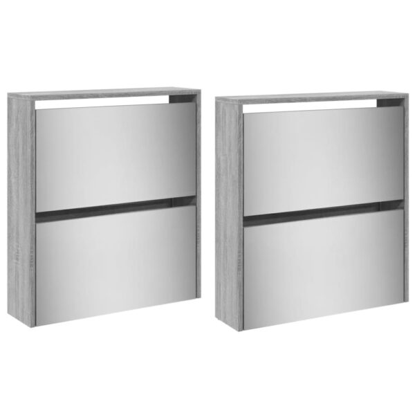 Sapateira com espelho 4 divisórias 63x17x134 cm cinza sonoma - Image 5