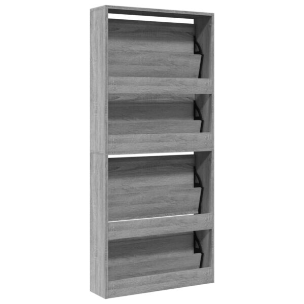 Sapateira com espelho 4 divisórias 63x17x134 cm cinza sonoma - Image 7