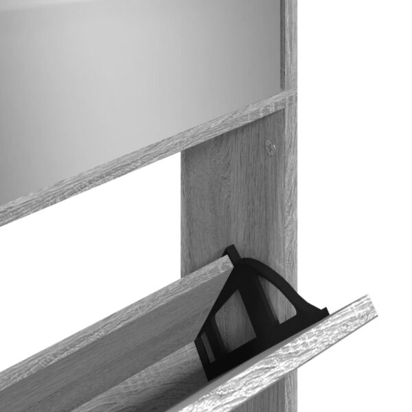 Sapateira com espelho 4 divisórias 63x17x134 cm cinza sonoma - Image 8