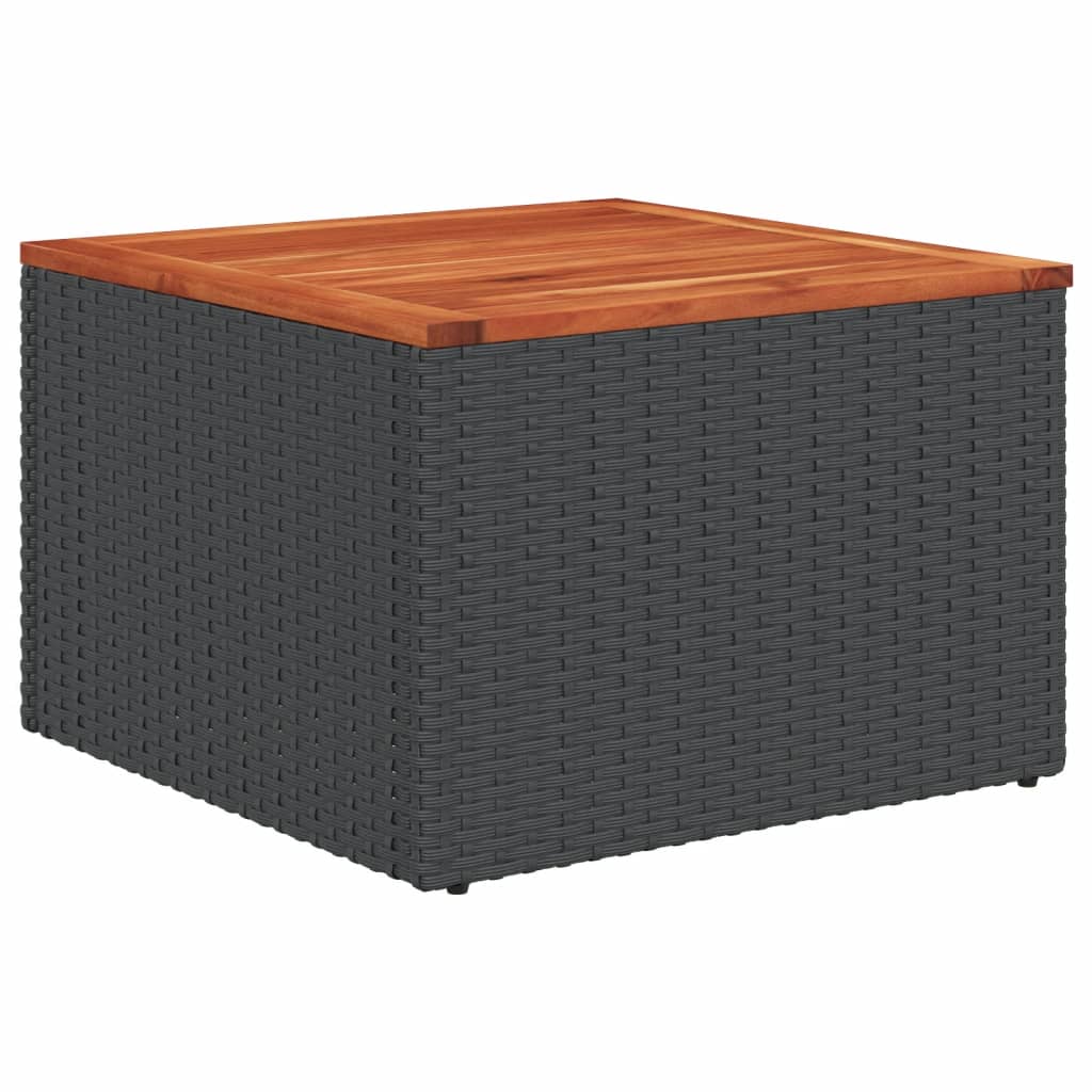 6 pcs conjunto sofás de jardim c/ almofadões vime PE preto - Image 4