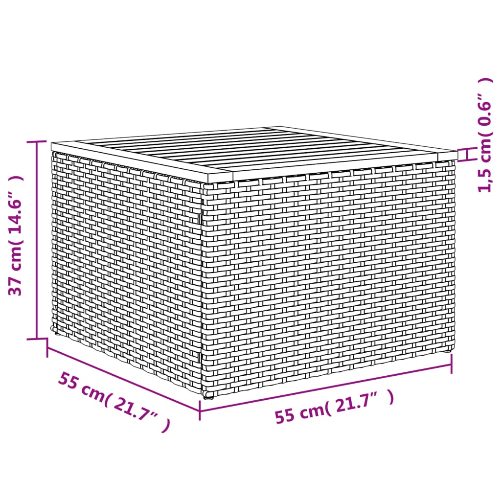 6 pcs conjunto sofás de jardim c/ almofadões vime PE preto - Image 7
