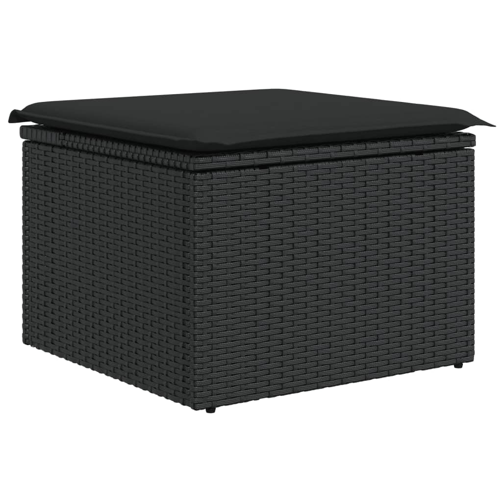5 pcs conjunto sofás de jardim com almofadões vime PE preto - Image 2
