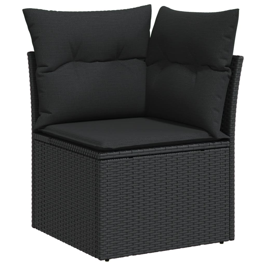 5 pcs conjunto sofás de jardim com almofadões vime PE preto - Image 5