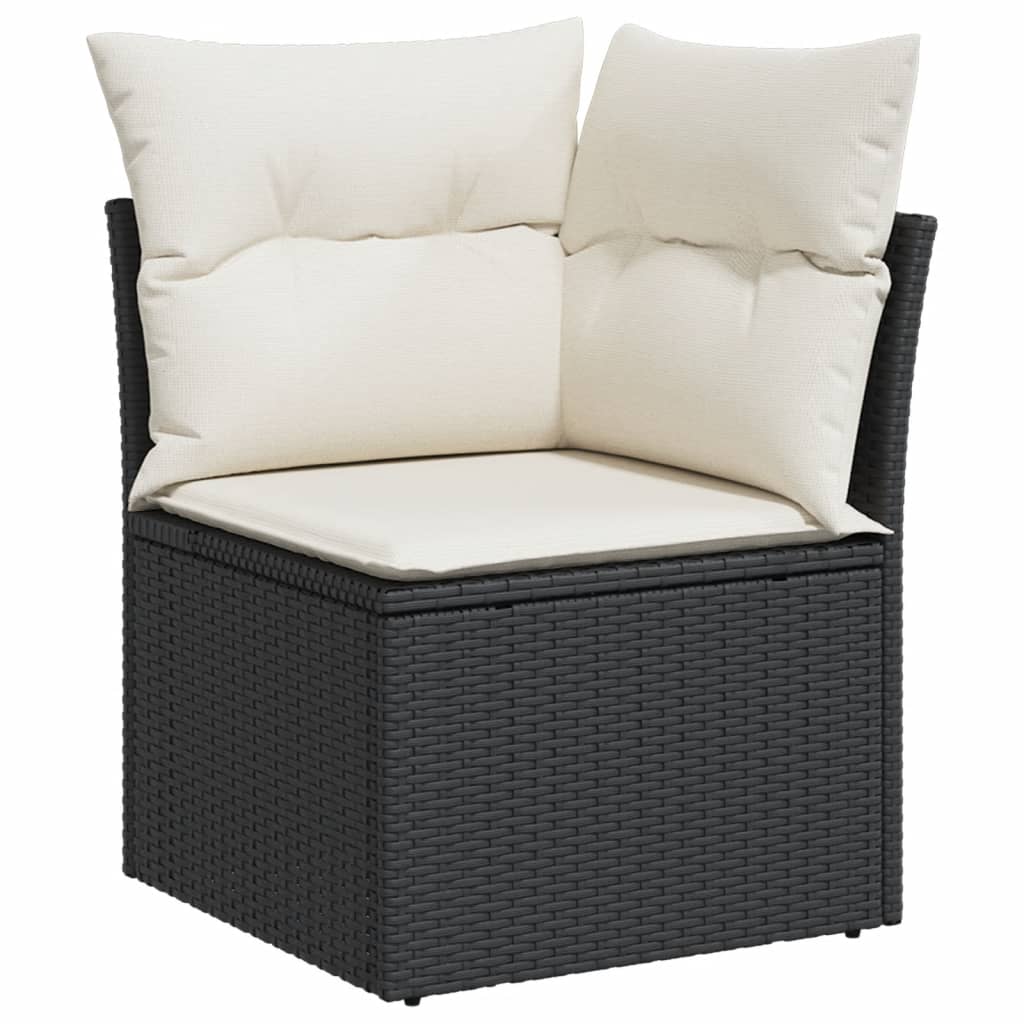 5 pcs conjunto sofás de jardim com almofadões vime PE preto - Image 3