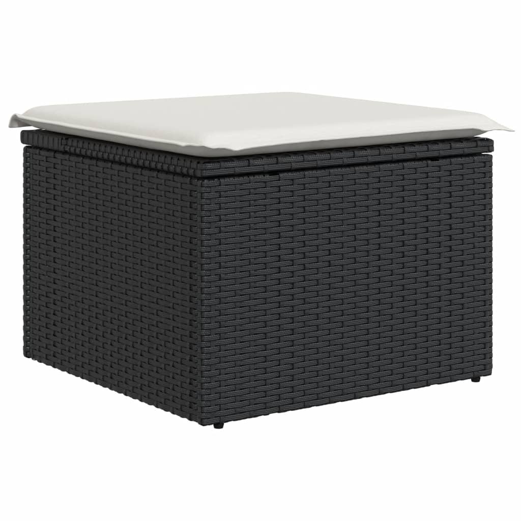 5 pcs conjunto sofás de jardim com almofadões vime PE preto - Image 4