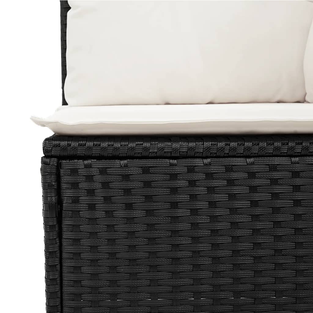 5 pcs conjunto sofás de jardim com almofadões vime PE preto - Image 6