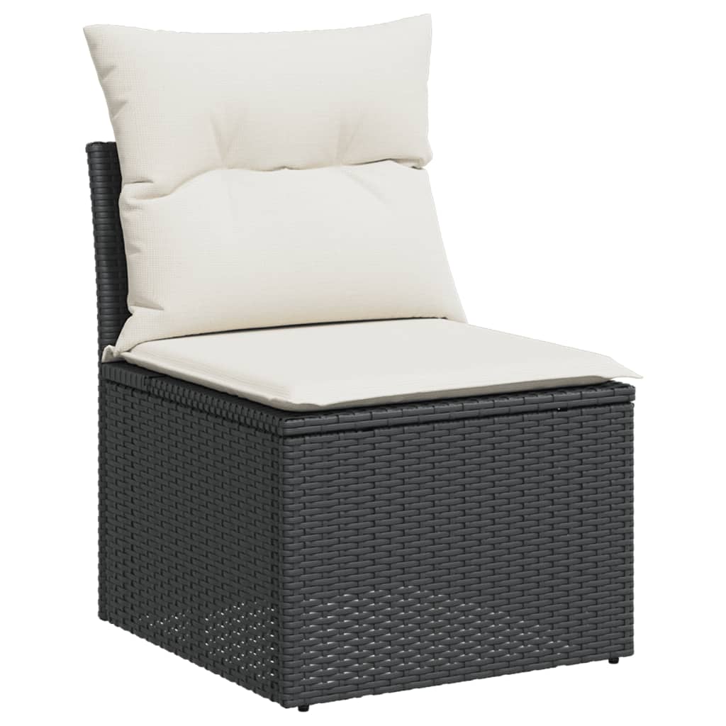 5 pcs conjunto sofás de jardim com almofadões vime PE preto - Image 2