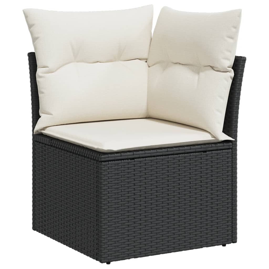 5 pcs conjunto sofás de jardim com almofadões vime PE preto - Image 3