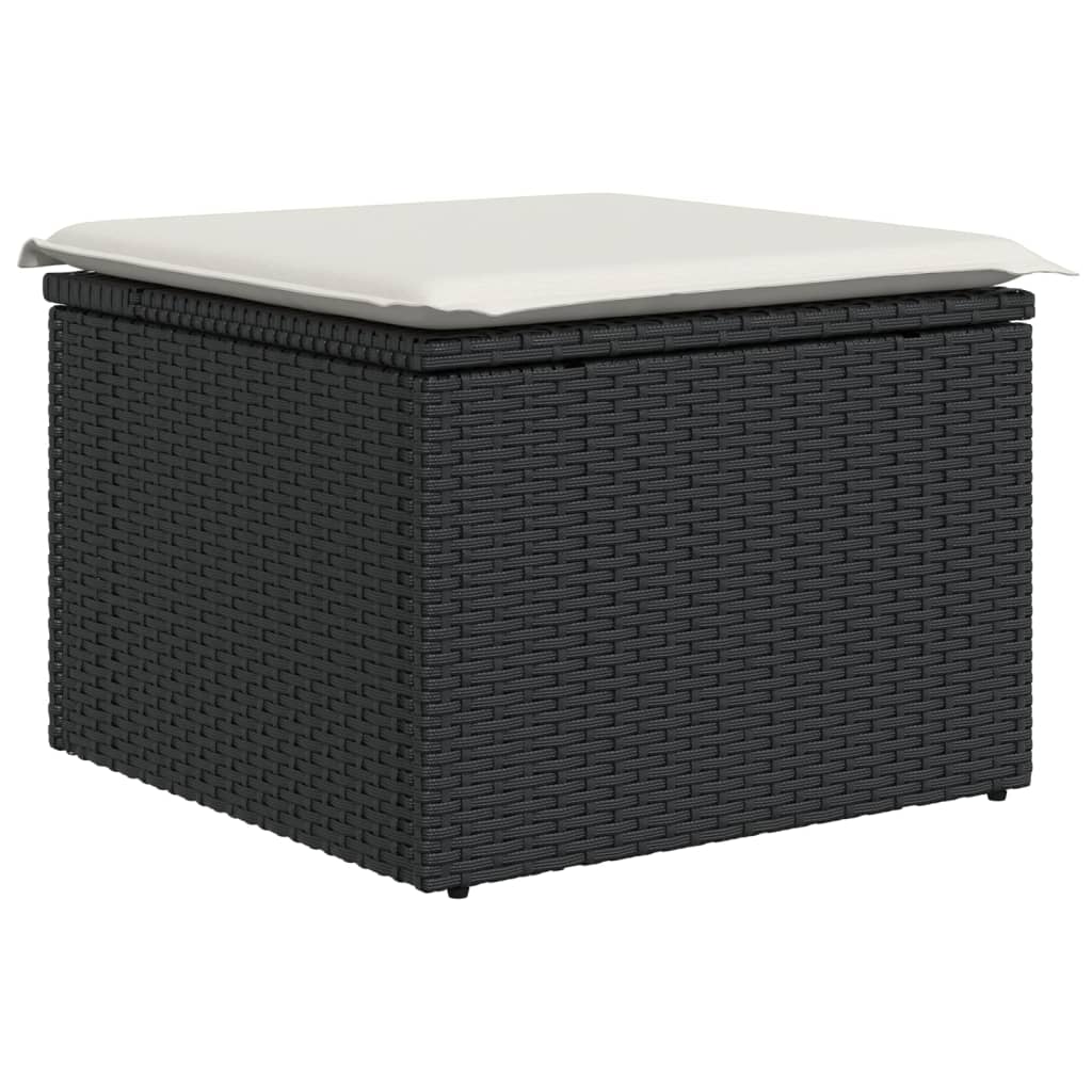 5 pcs conjunto sofás de jardim com almofadões vime PE preto - Image 4