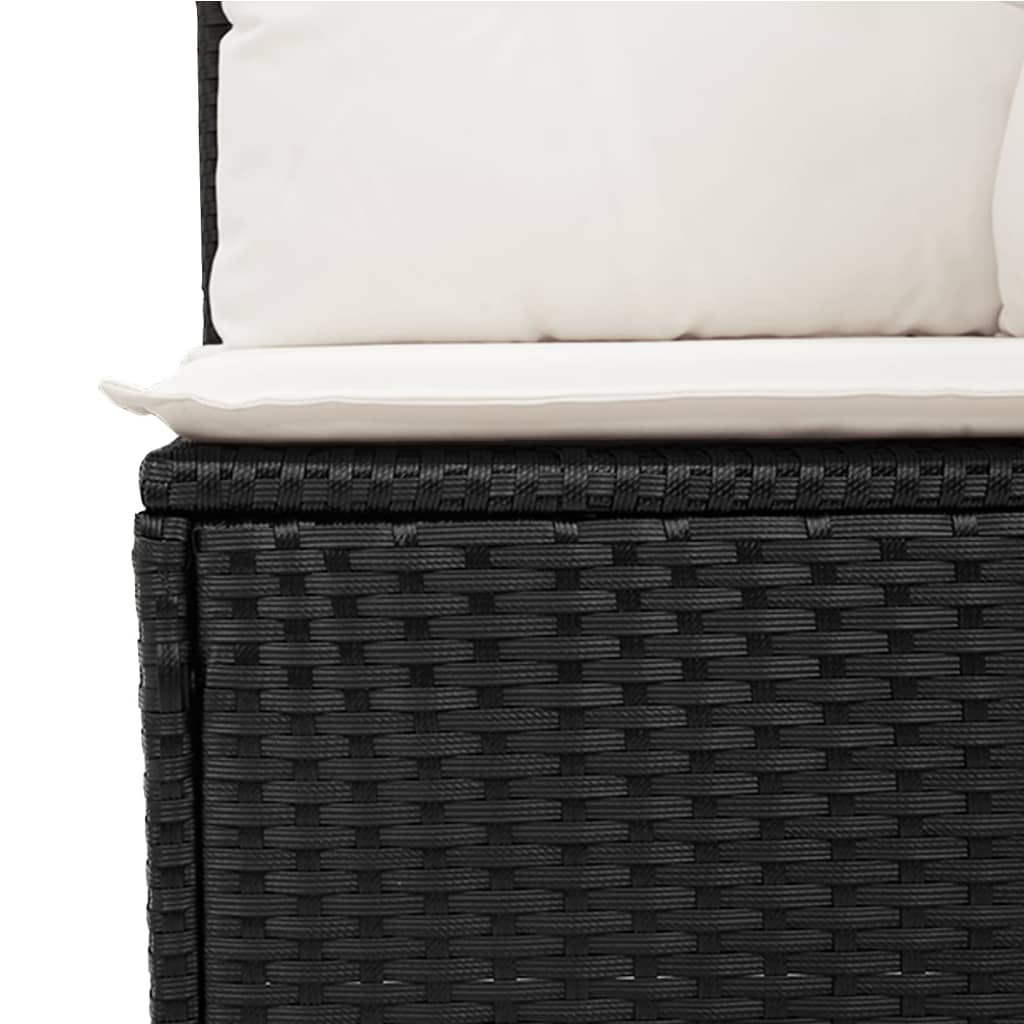 5 pcs conjunto sofás de jardim com almofadões vime PE preto - Image 6