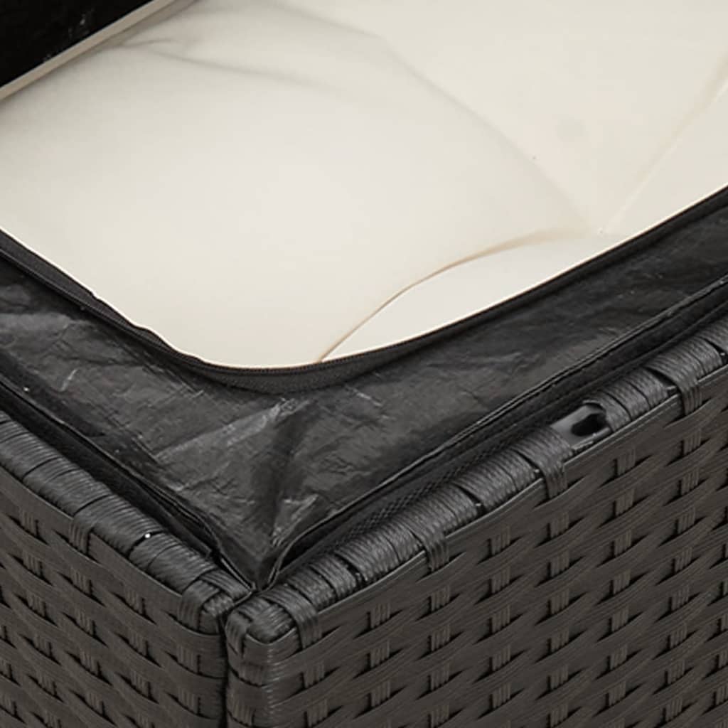 5 pcs conjunto sofás de jardim com almofadões vime PE preto - Image 7