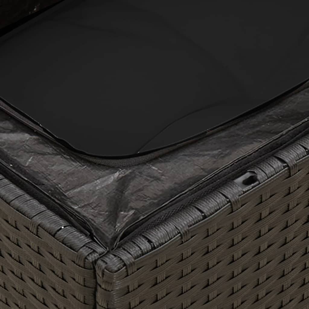 12 pcs conjunto de sofás de jardim c/ almofadões vime PE preto - Image 6
