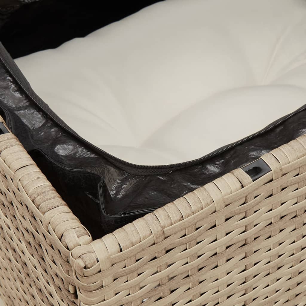 10 pcs conjunto de sofás p/ jardim com almofadões vime PE bege - Image 6