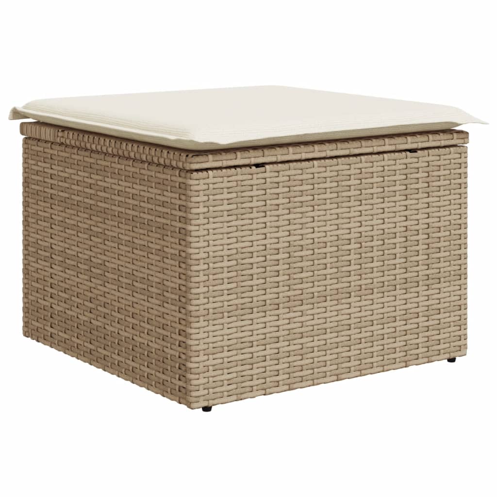 11 pcs conjunto sofás de jardim c/ almofadões vime PE bege - Image 3