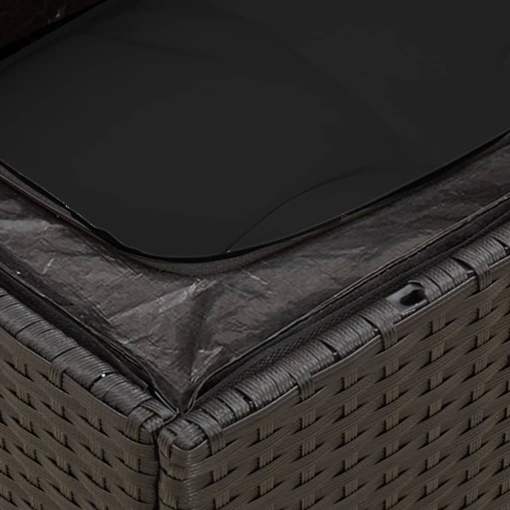 12 pcs conjunto de sofás de jardim c/ almofadões vime PE preto - Image 7