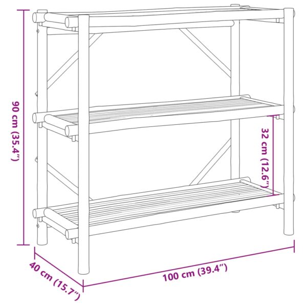 Estante com 3 prateleiras 100x40x90 cm bambu - Image 7