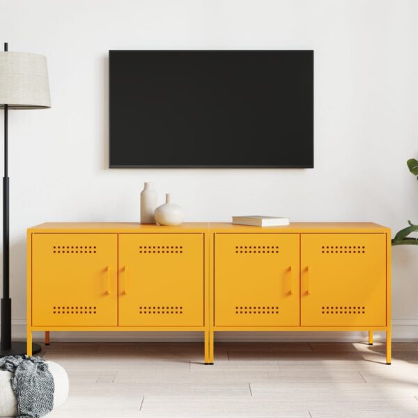 Móveis de TV 2 pcs 68x39x50,5 cm aço amarelo mostarda - Image 2