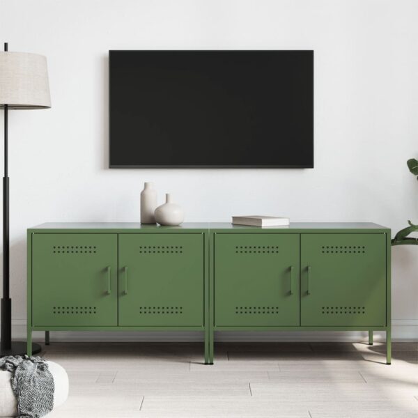 Móveis de TV 2 pcs 68x39x50,5 cm aço verde-azeitona - Image 2