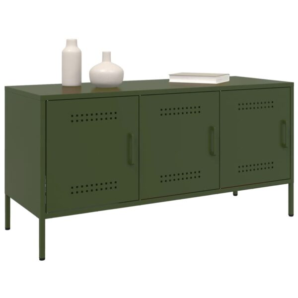 Móvel de TV 100,5x39x50,5 aço verde-azeitona - Image 3