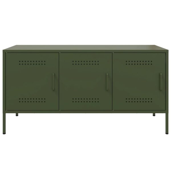 Móvel de TV 100,5x39x50,5 aço verde-azeitona - Image 5
