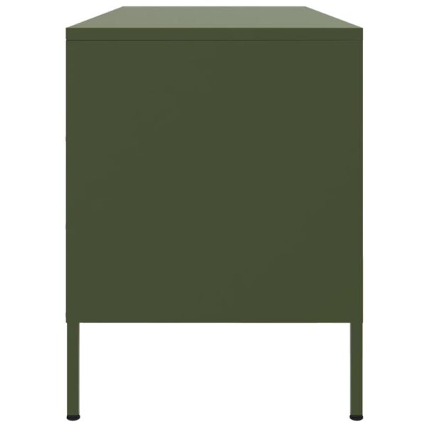 Móvel de TV 100,5x39x50,5 aço verde-azeitona - Image 6