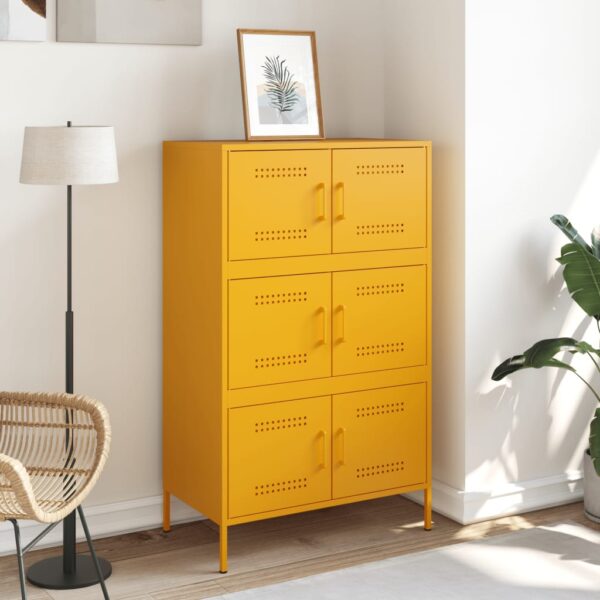 Aparador alto 68x39x113 cm aço amarelo mostarda - Image 2