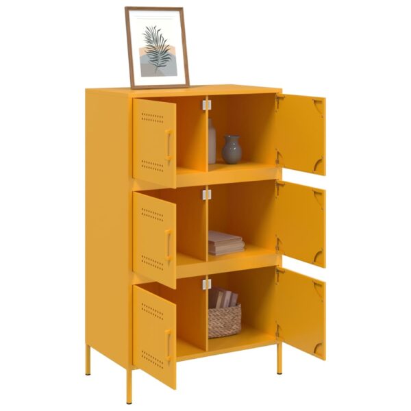 Aparador alto 68x39x113 cm aço amarelo mostarda - Image 4