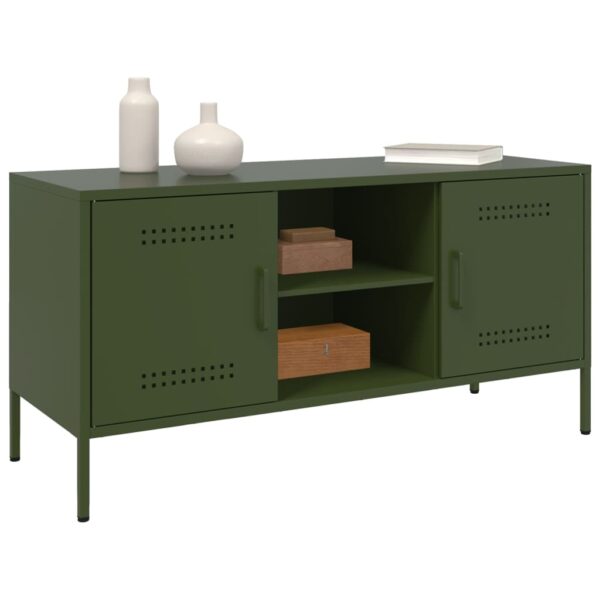 Móvel de TV 100,5x39x50,5 aço verde-azeitona - Image 3