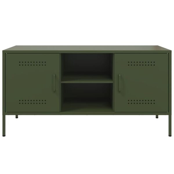 Móvel de TV 100,5x39x50,5 aço verde-azeitona - Image 5