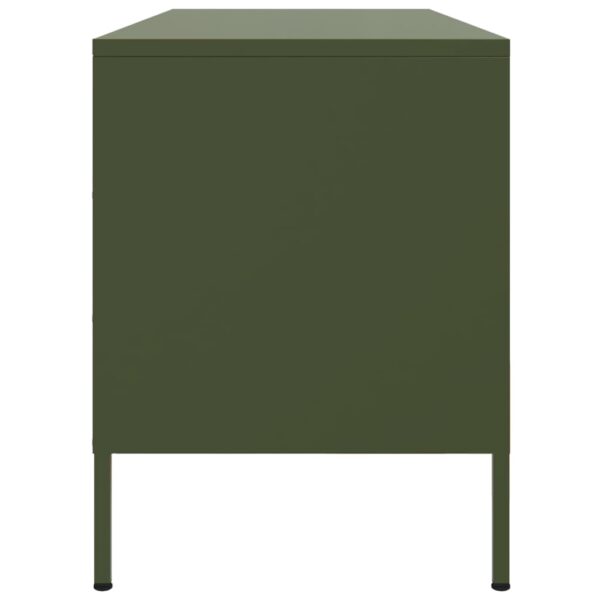 Móvel de TV 100,5x39x50,5 aço verde-azeitona - Image 6