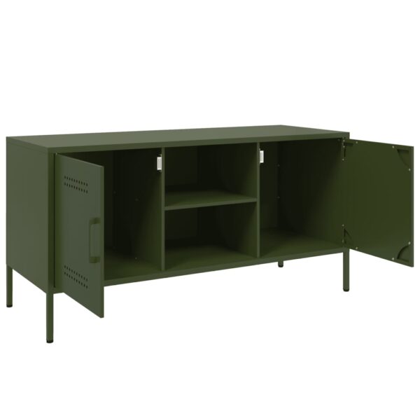 Móvel de TV 100,5x39x50,5 aço verde-azeitona - Image 8