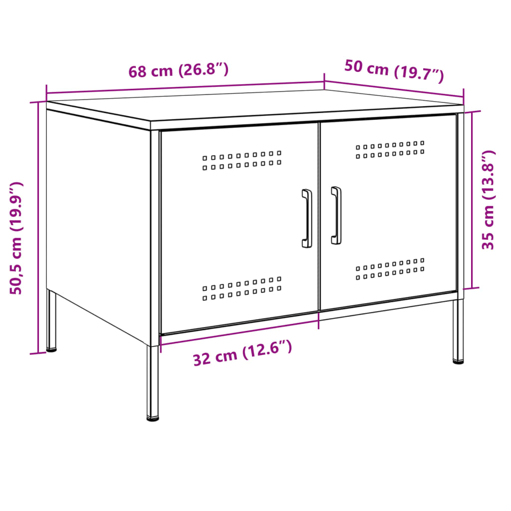 Mesa de centro 68x50x50,5 cm aço branco - Image 12