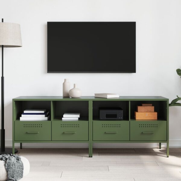 Móveis de TV 2 pcs 68x39x50,5 cm aço verde-azeitona - Image 2