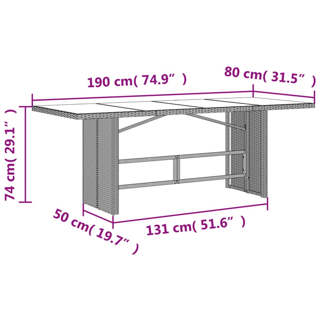 9 pcs conjunto de jantar p/ jardim c/ almofadões vime PE preto - Image 10