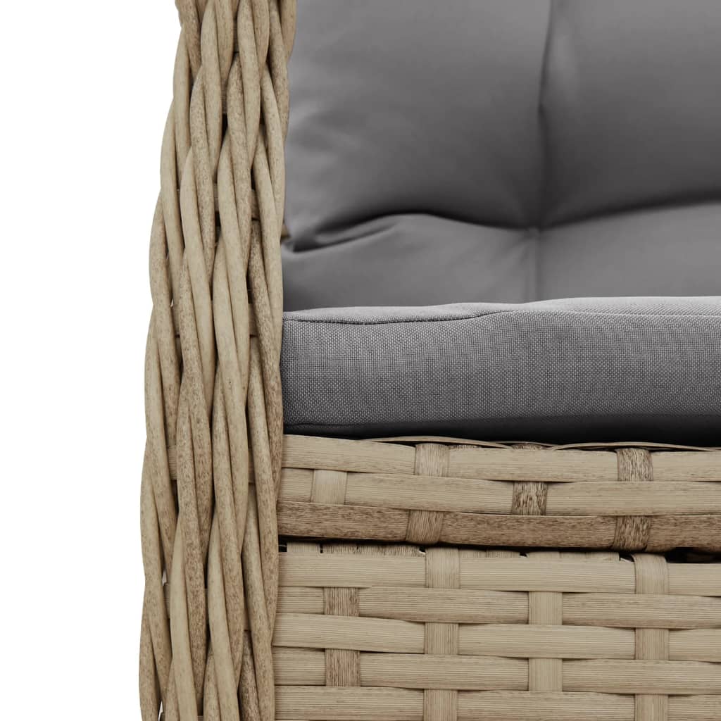 9 pcs conjunto de jantar p/ jardim com almofadões vime PE bege - Image 5