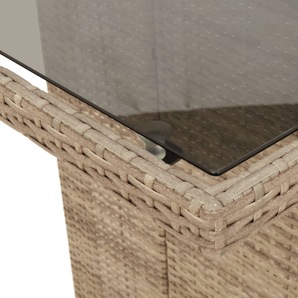 9 pcs conjunto de jantar p/ jardim com almofadões vime PE bege - Image 6