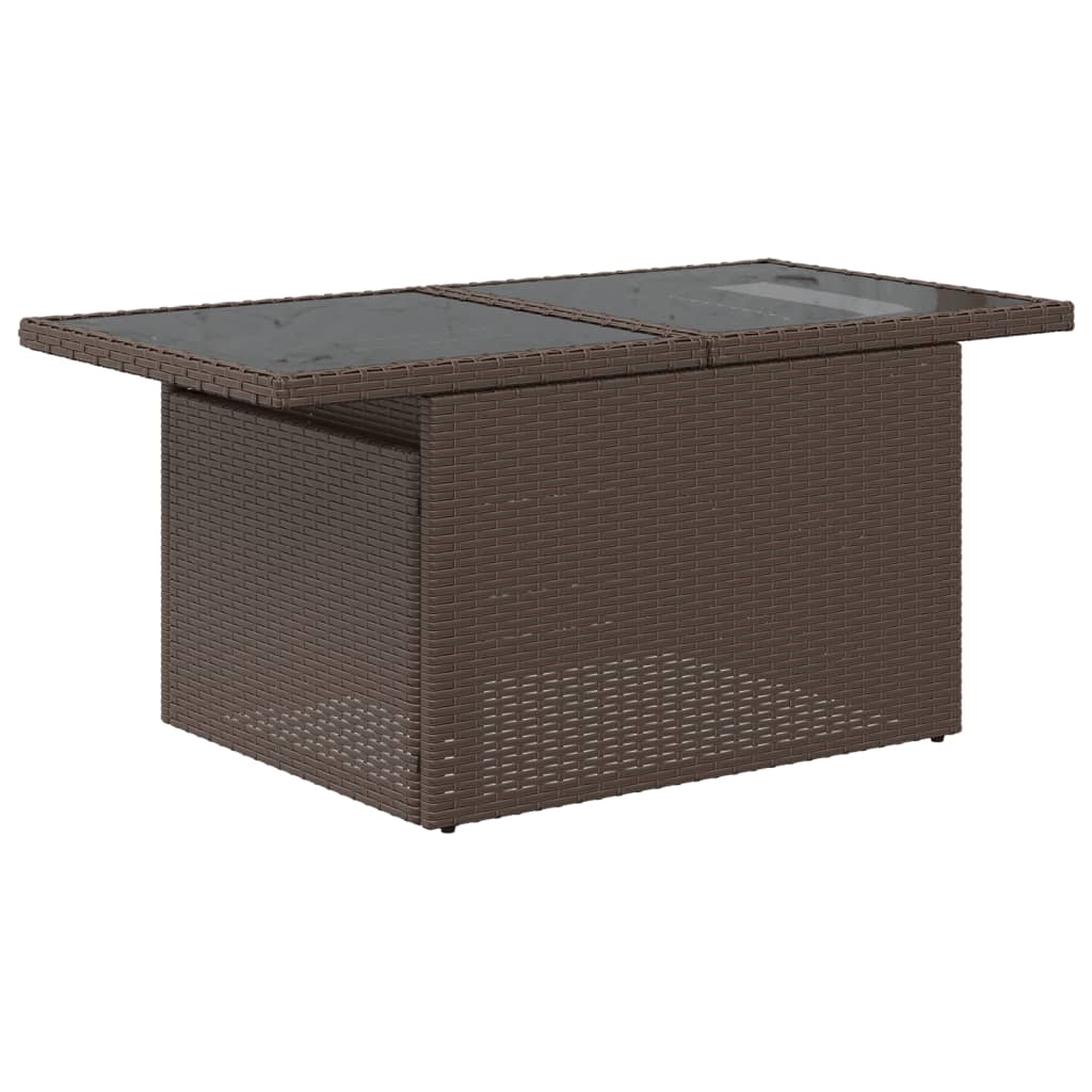 11 pcs conjunto sofás de jardim c/ almofadões vime PE castanho - Image 2