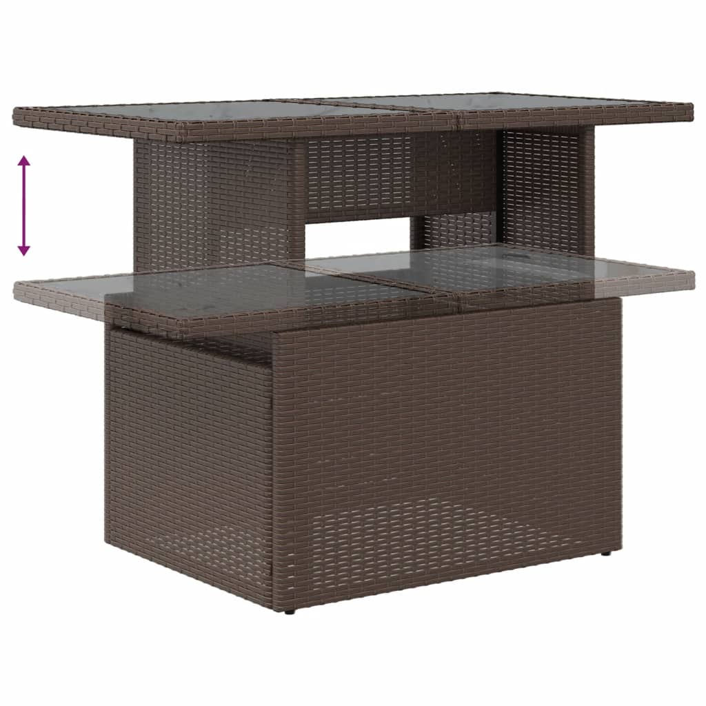 11 pcs conjunto sofás de jardim c/ almofadões vime PE castanho - Image 6