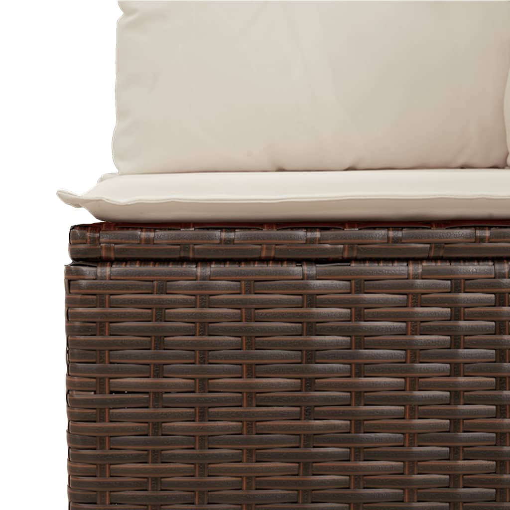 11 pcs conjunto sofás de jardim c/ almofadões vime PE castanho - Image 8