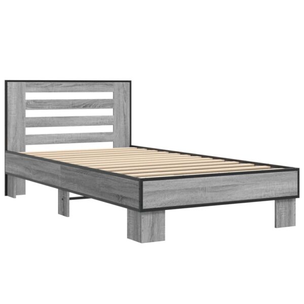 Estrutura de cama derivados de madeira e metal cinzento sonoma - Image 2