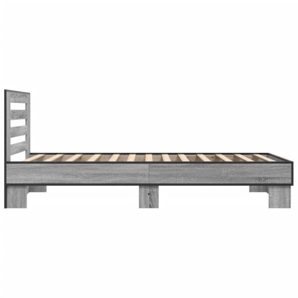 Estrutura de cama derivados de madeira e metal cinzento sonoma - Image 4