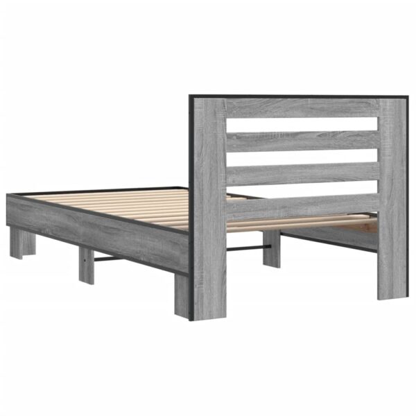 Estrutura de cama derivados de madeira e metal cinzento sonoma - Image 5