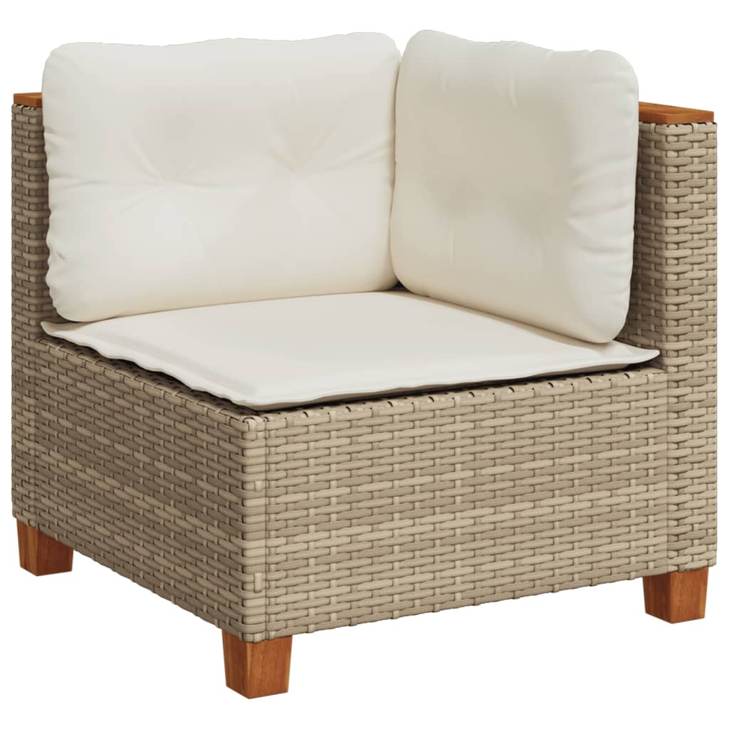 10 pcs conjunto de sofás p/ jardim com almofadões vime PE bege - Image 2