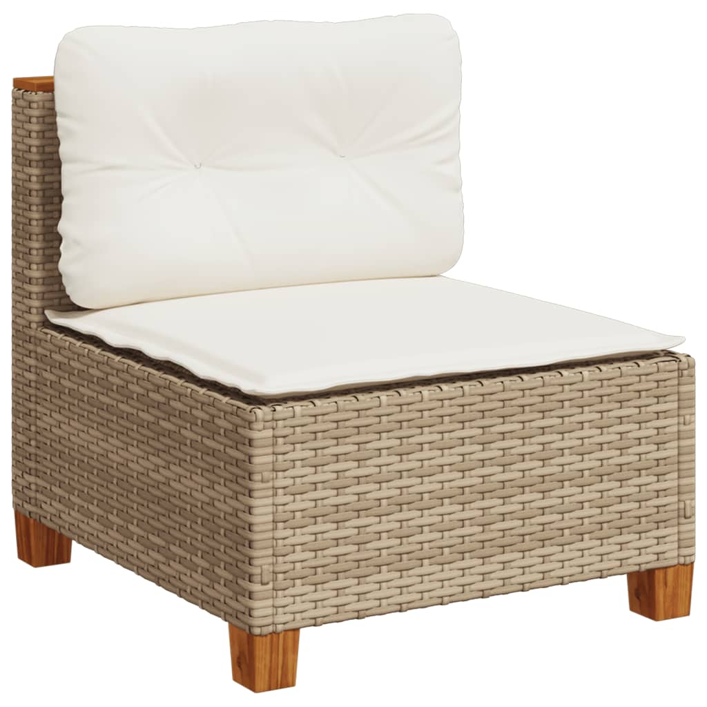 10 pcs conjunto de sofás p/ jardim com almofadões vime PE bege - Image 3