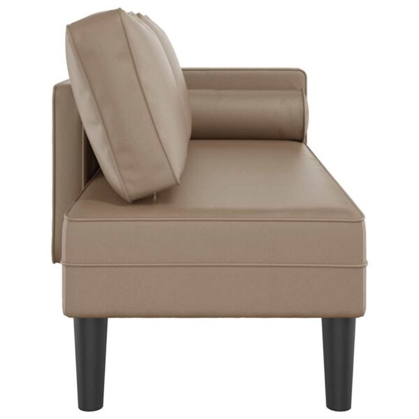 Chaise longue com almofadões couro artificial cor cappuccino - Image 3