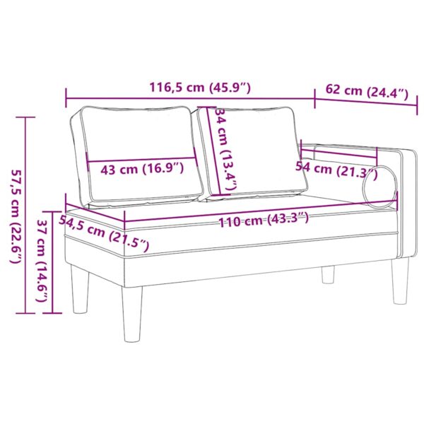 Chaise longue com almofadões couro artificial cor cappuccino - Image 7