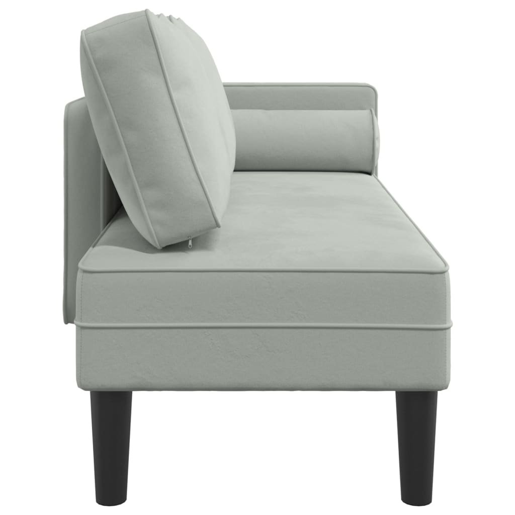 Chaise lounge com almofadões veludo cinzento-claro - Image 3
