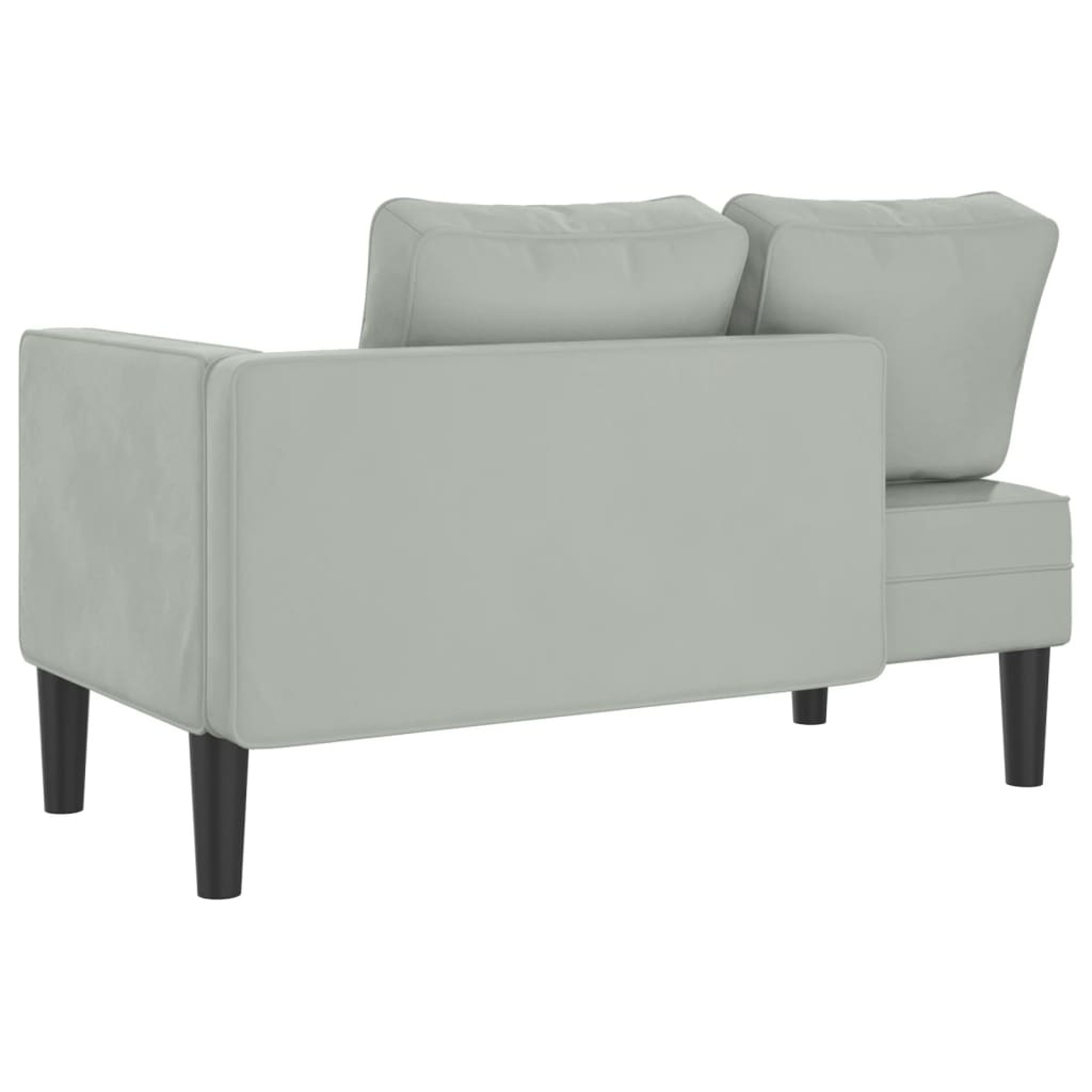 Chaise lounge com almofadões veludo cinzento-claro - Image 4