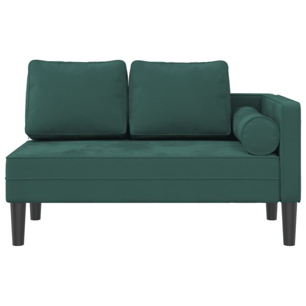 Chaise longue com almofadões veludo verde-escuro - Image 2