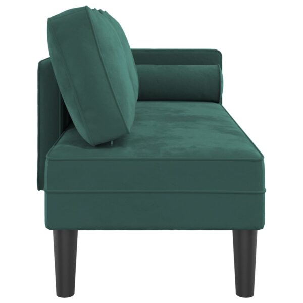 Chaise longue com almofadões veludo verde-escuro - Image 3